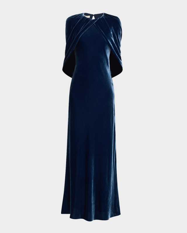A-Line Velvet Shawl Gown